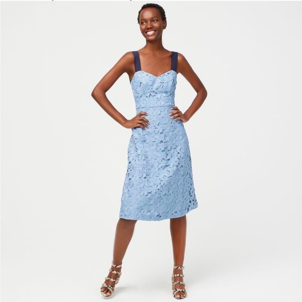NWT Stunning Blue JCrew lace midi dress- size 10